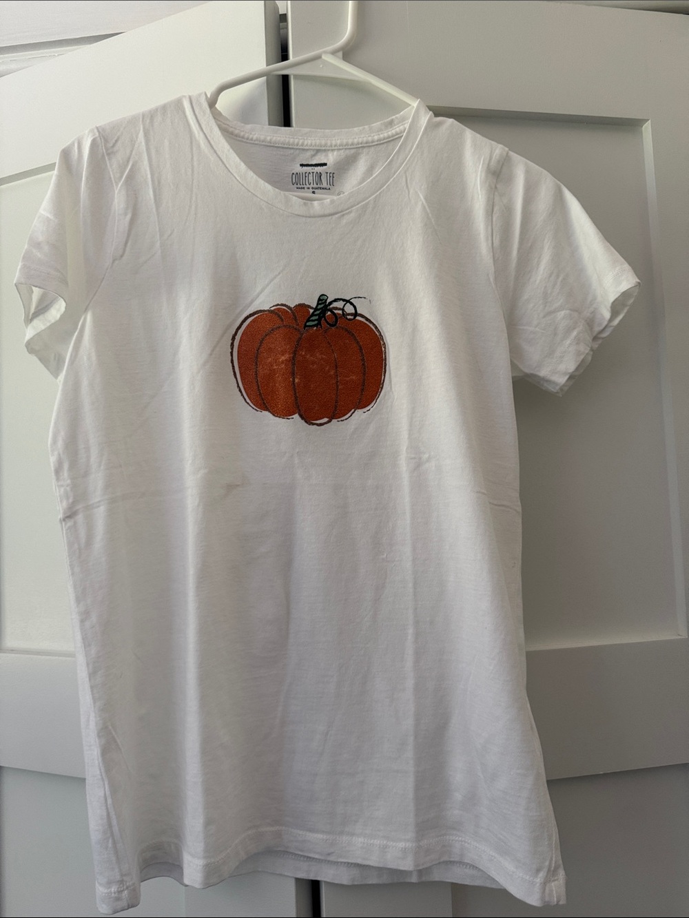 J. Crew White Short-Sleeve Tee with Orange Pumpkin Graphic